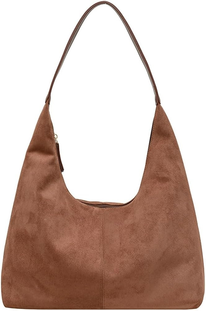 Suede Tote Bag for Women Crescent Satchel Shoulder Bag Fall Suede Handbag Trendy Slouchy Purse Wo... | Amazon (US)