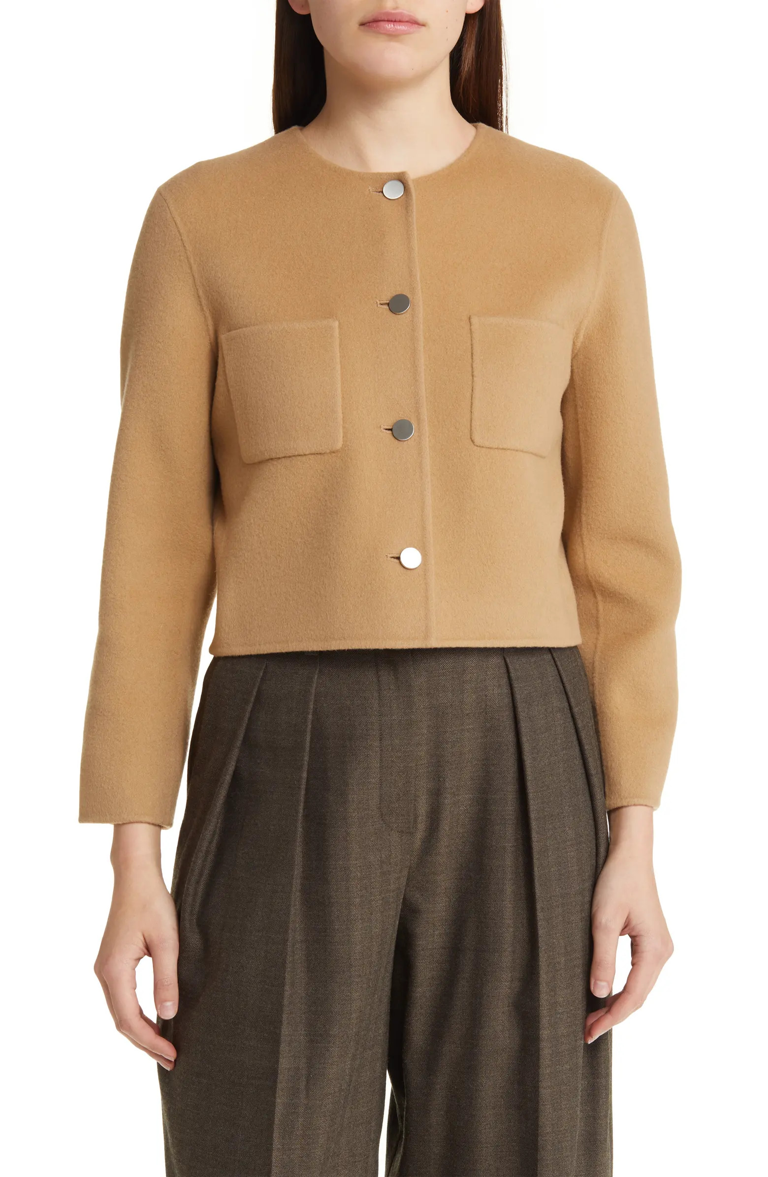 Theory New Divide Wool & Cashmere Crop Jacket | Nordstrom | Nordstrom