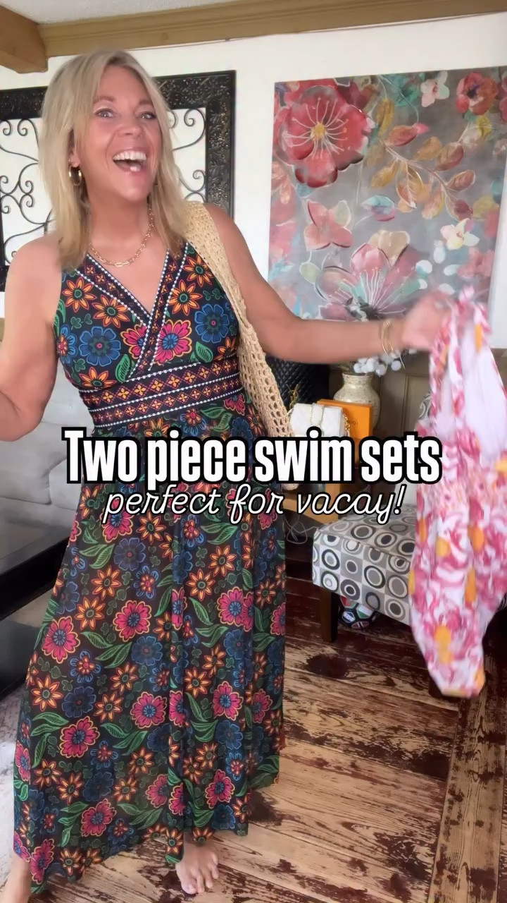  two piece swim sets to cart ASAP! They are available in multiple colors/prints and fit true to size. The quality is fabulous too! Head from the pool to lunch in these swim sets! #swimsuits #swimset #midsizefashion #vacationstyle

#LTKOver40 #LTKMidsize #LTKSeasonal