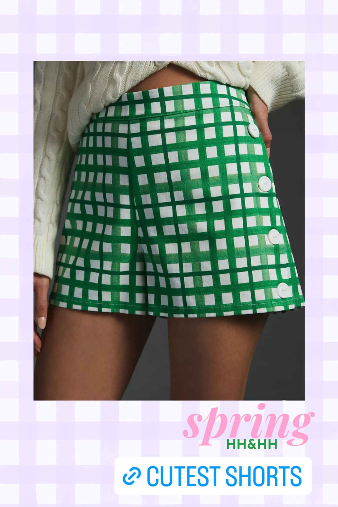 Green and white gingham high waisted shorts for spring 

#LTKSeasonal #LTKFind #LTKworkwear