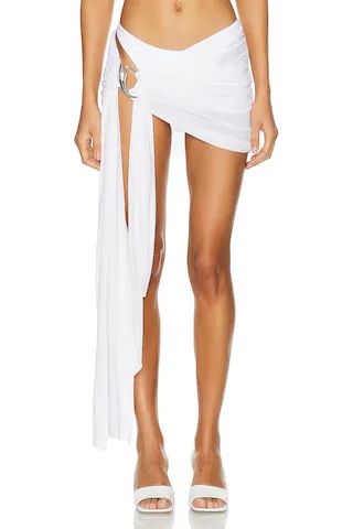 Mugler Crepe Asymmetric Skirt in Warm White | FWRD | FWRD 
