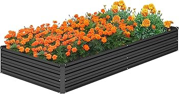 2PCS 8x4x1FT Galvanized Raised Garden Bed Kit,Vegetable Boxes-Rectangle Metal Flower Box,Large Pl... | Amazon (US)