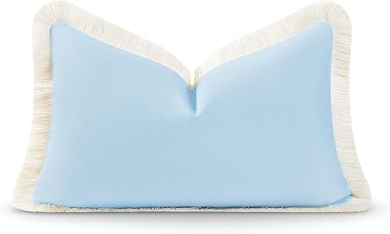 Hofdeco Premium Coastal Hampton Style Patio Indoor Outdoor Lumbar Pillow Cover Only, 12"x20" Wate... | Amazon (US)