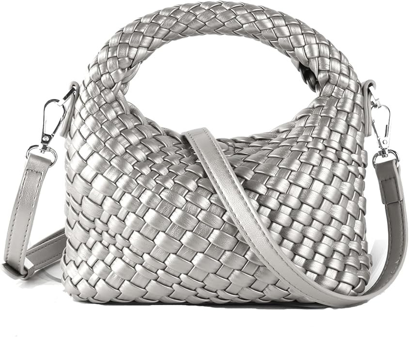 Woven Purse For Women, Small Crossbody Tote Bag with Detachable Shoulder Strap, Girls Top Handle ... | Amazon (US)