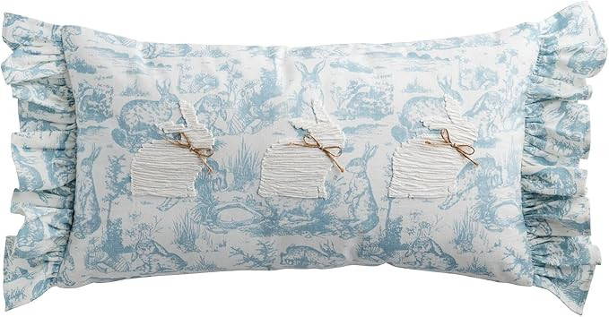 Mud Pie Toile Easter Bunny Lumbar Pillow | Amazon (US)