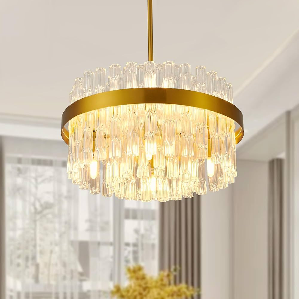 Crystal Chandeliers Modern Round Chandelier Gold Dimmable Luxury Raindrop Chandelier for Living R... | Amazon (US)