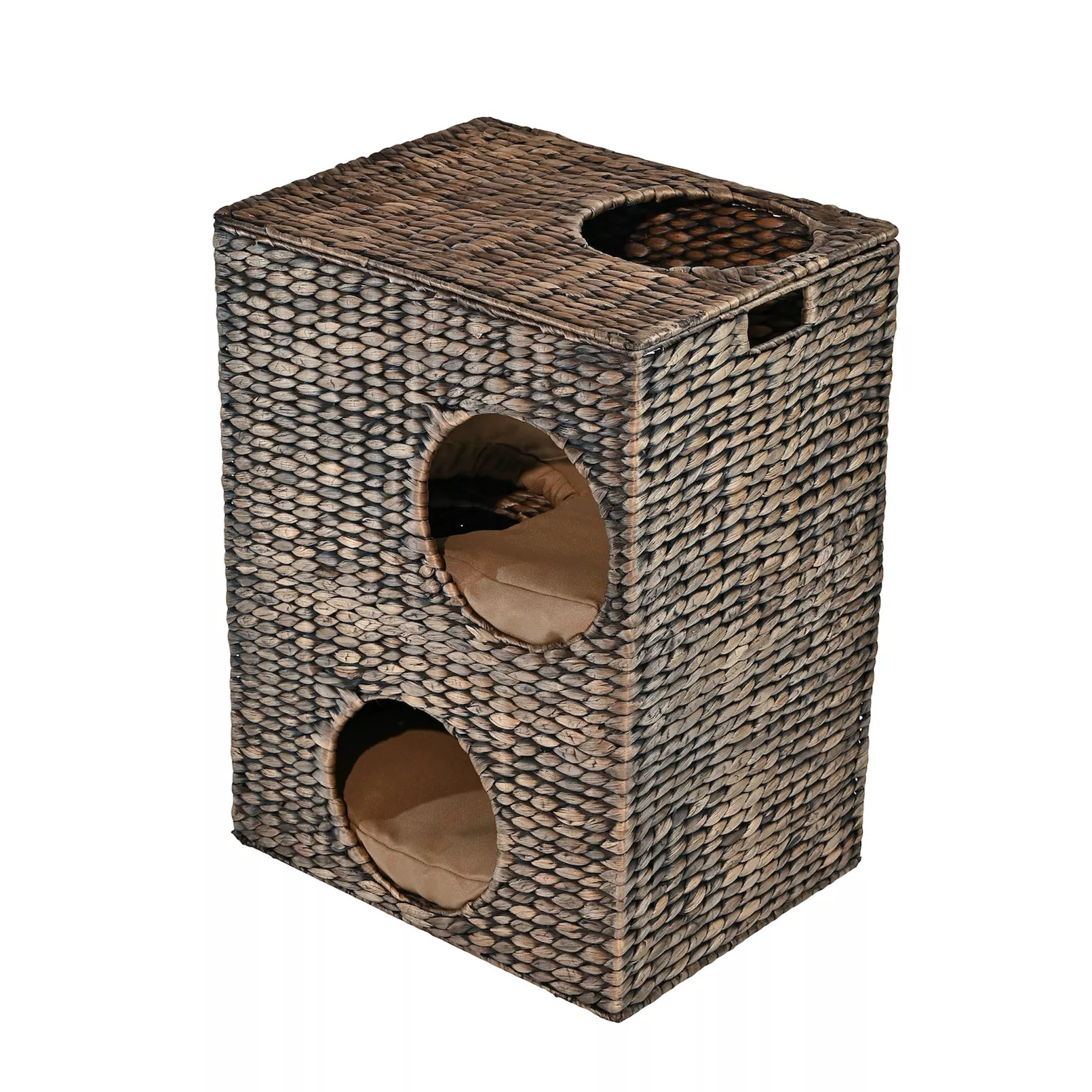 Jaxon 2-Tier Handwoven Hyacinth Cat Condo w/ 5 Holes & 2 Machine-Washable Cushions | Kohl's