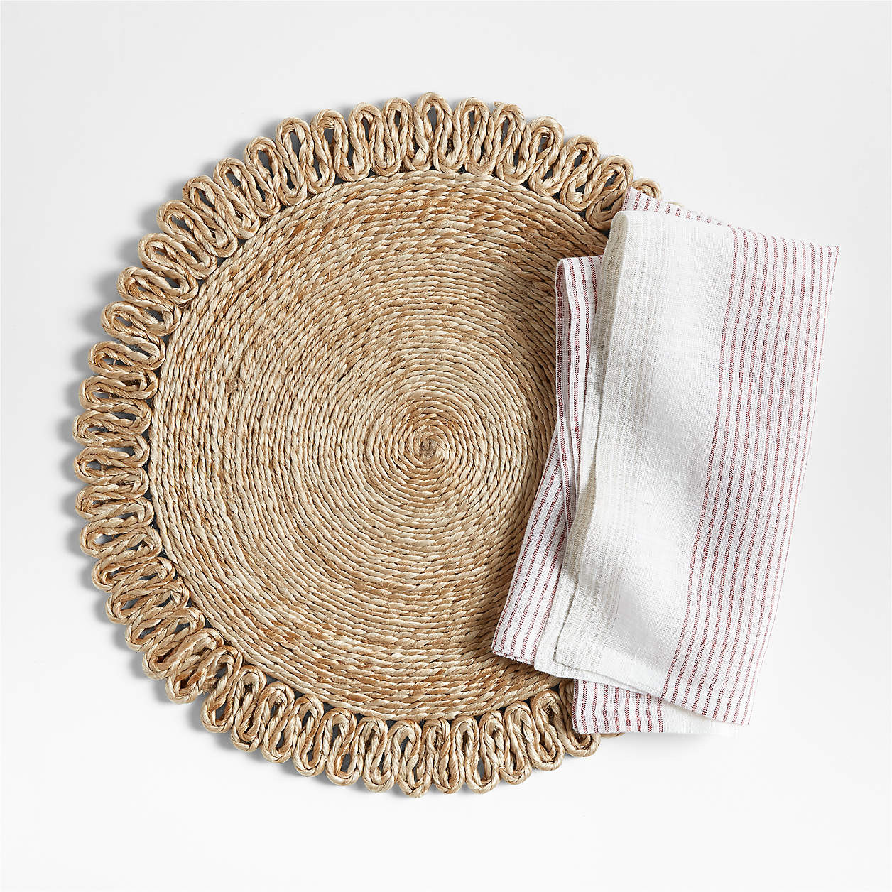 Caliente Jute Woven Round Placemat + Reviews | Crate & Barrel | Crate & Barrel