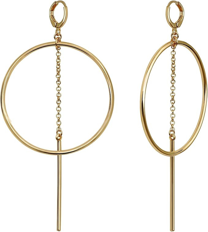 Dangle Hoop Earrings for Women, 14k Gold/Silver Plated High Polished Cute & Aesthetic Earrings fo... | Amazon (US)