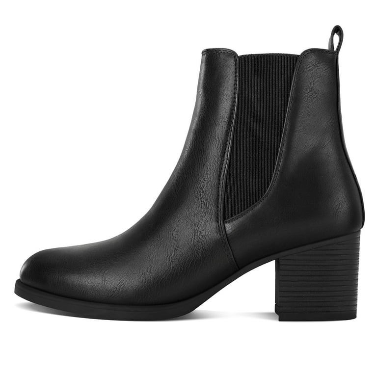 Pennysue Women Chelsea Boots Black Pu Female Chunky Heel Ankle Booties 9M | Walmart (US)