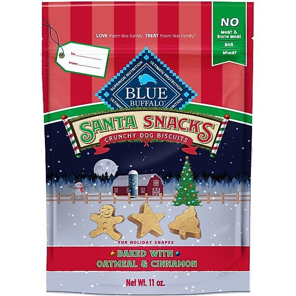 Blue Buffalo Christmas Santa Snacks Crunchy Dog Biscuits, Natural Holiday Treats, Baked with Oatm... | Chewy.com