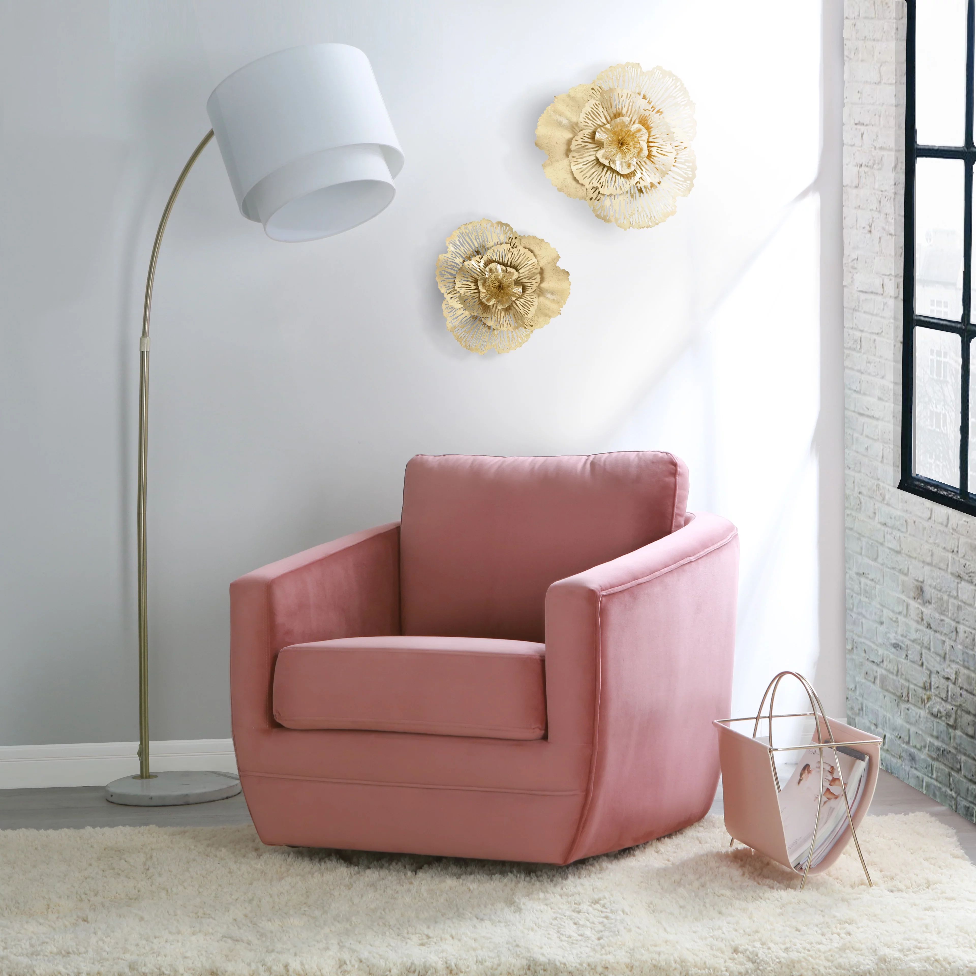 Second Story Home Gogh Upholstered Swivel Glider- Pink Dusty Rose | Walmart (US)