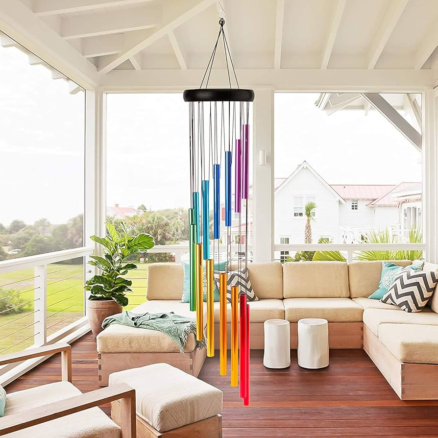 Wind Chimes for Outside 28.3" Metal Outdoor with 14 Colorful Aluminum Alloy Tubes Deep Tone Sooth... | Amazon (US)