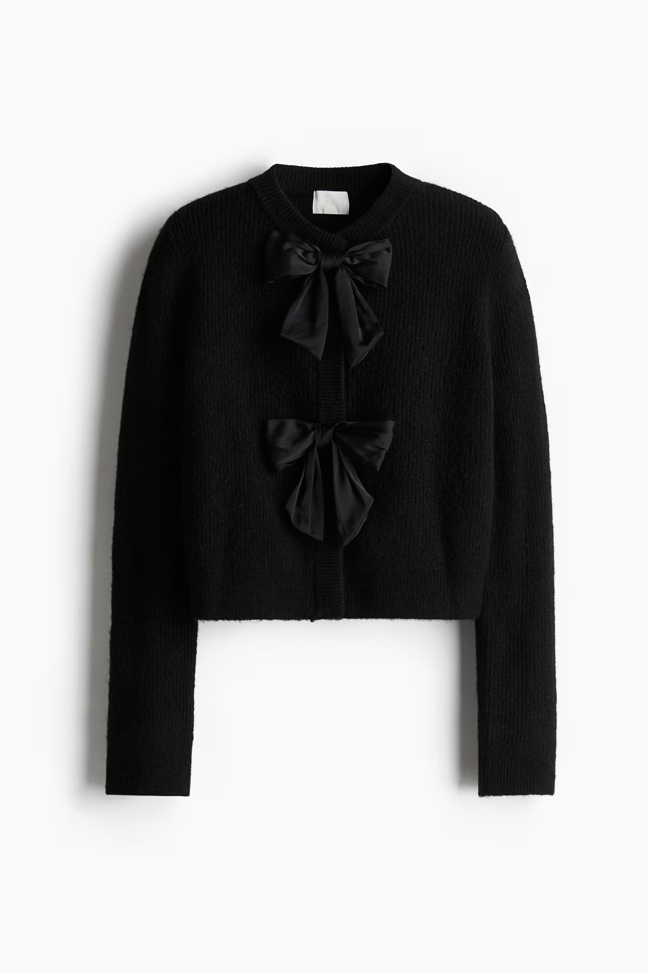 Cárdigan en punto de canalé con lazos - Negro - MUJER | H&M ES | H&M (FR, IT, ES, PT, BE)