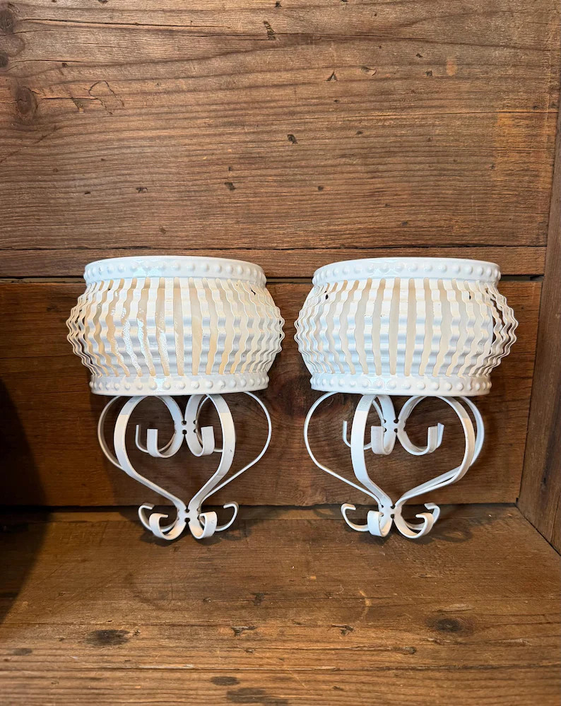 Pair of Vintage Metal Wall Pockets, Planters: Cottage, Farmhouse Style - Etsy | Etsy (Global)