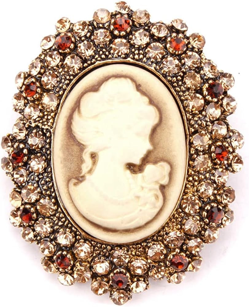 lureme Vintage Elegant Victorian Lady Beauty Cameo with Crystal Brooch Pin (br000017) | Amazon (US)