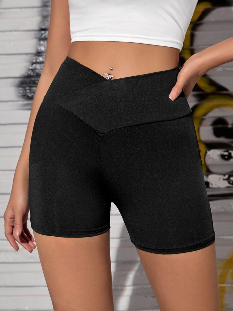 Solid Wideband Waist Biker Shorts | SHEIN