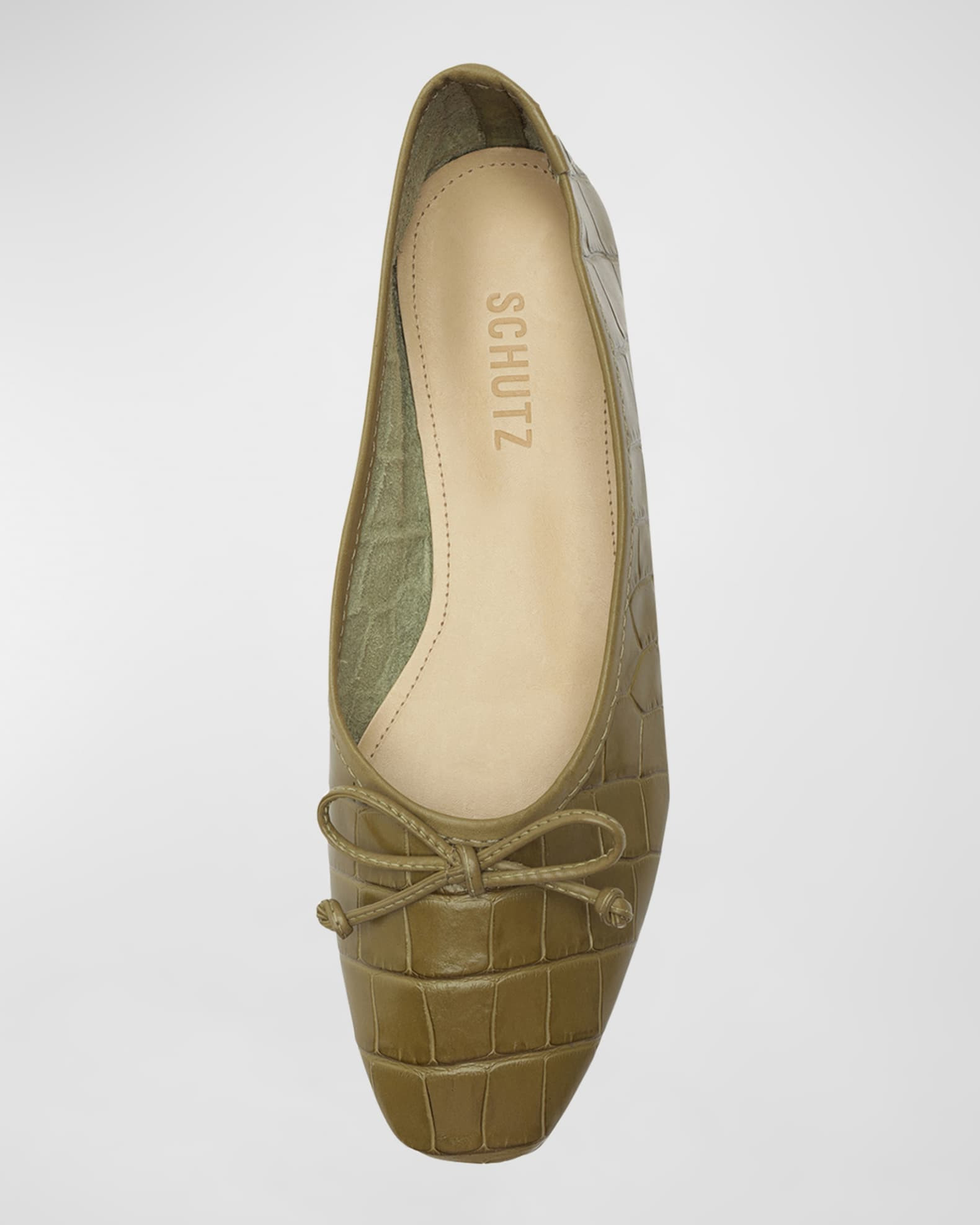 Arissa Croco Bow Ballerina Flats | Neiman Marcus