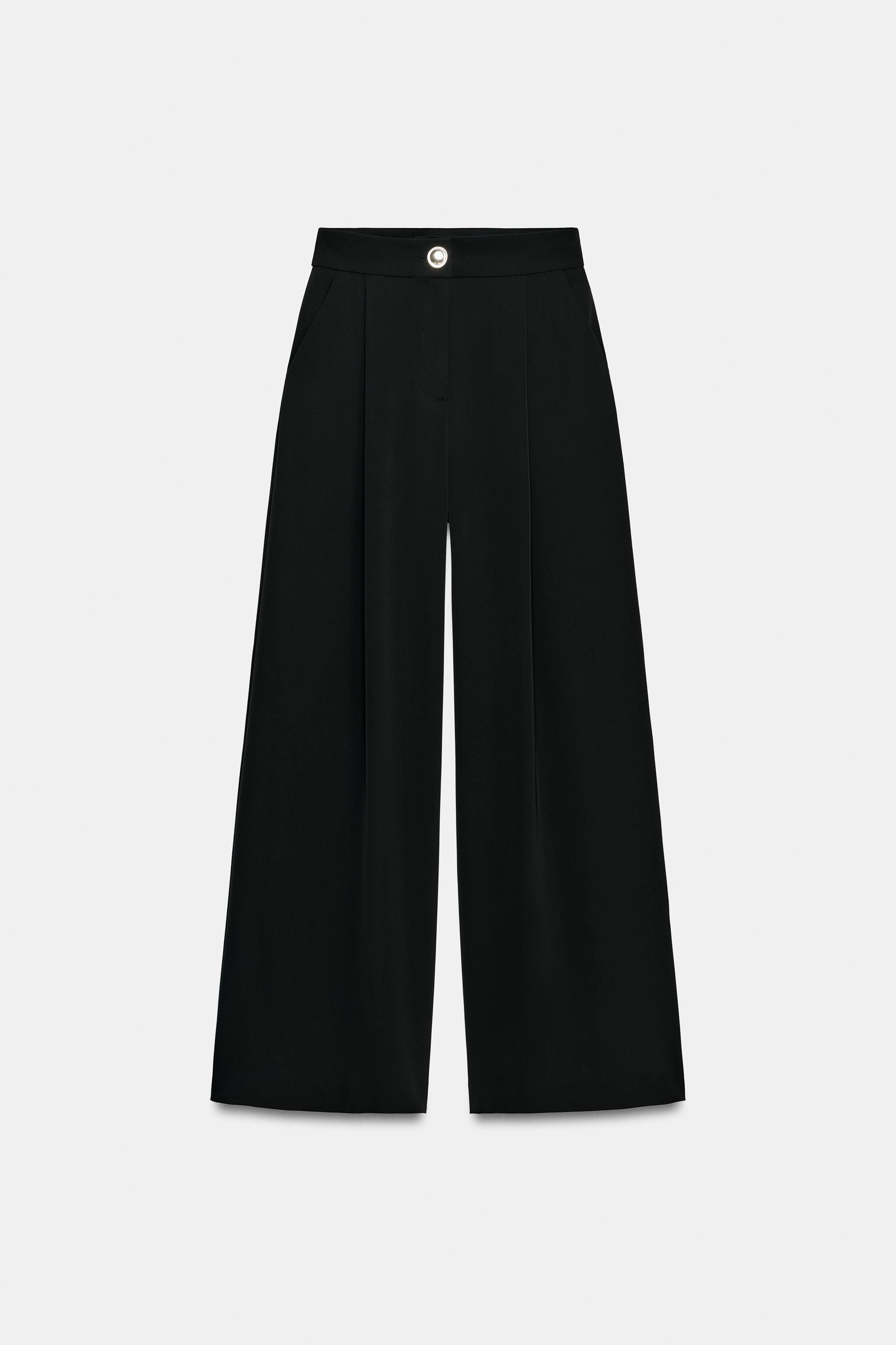 GOLD BUTTON PALAZZO PANTS | Zara US