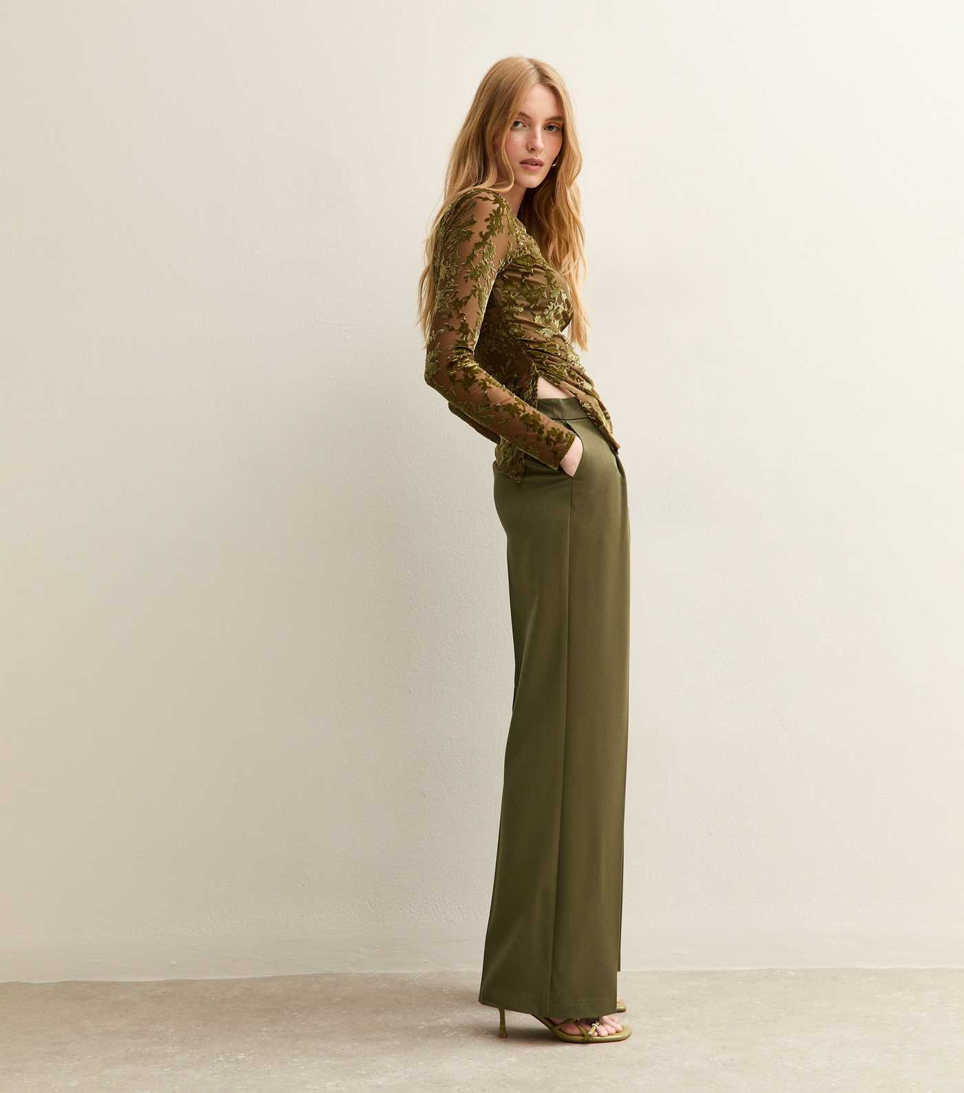 Khaki Pleated Front Wide Leg Trousers | New Look | New Look (UK)