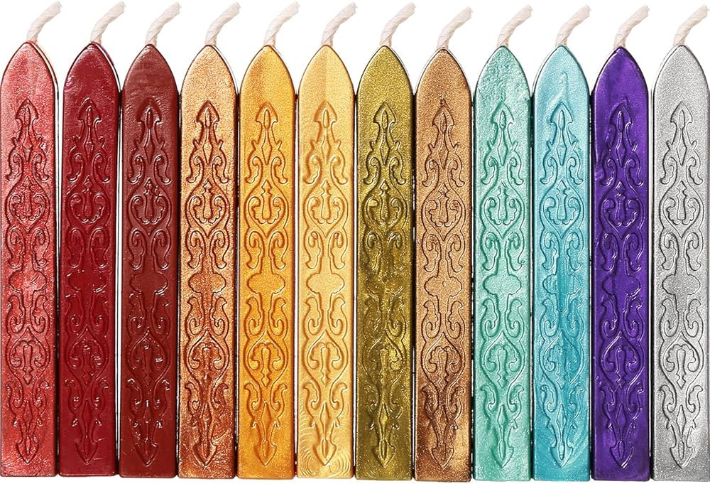 Bememo 12 Pieces Sealing Wax Sticks with Wicks Antique Fire Manuscript Sealing Wax for Wax Seal S... | Amazon (US)