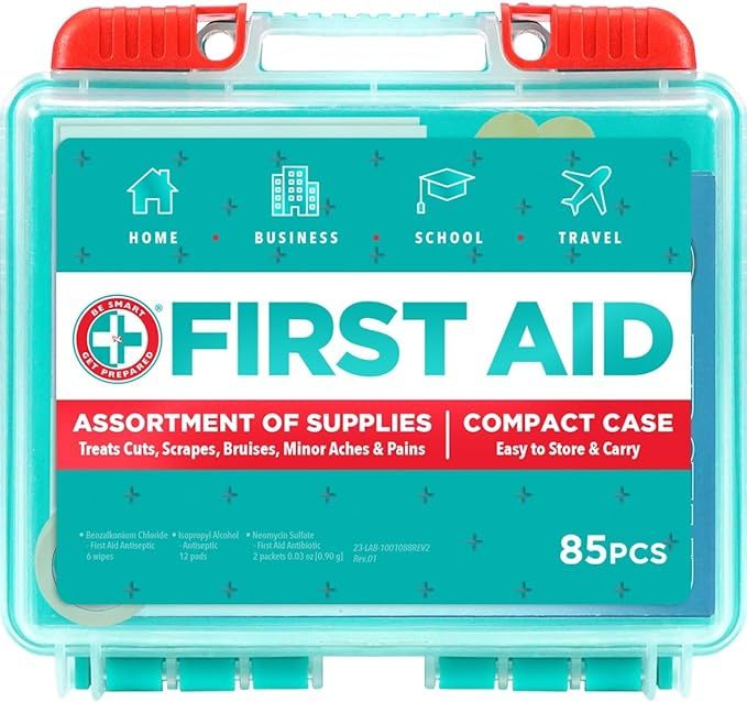 Be Smart Get Prepared 85 Piece First Aid Kit: Clean, Treat, Protect Minor Cuts, Scrapes. Home, Of... | Amazon (US)