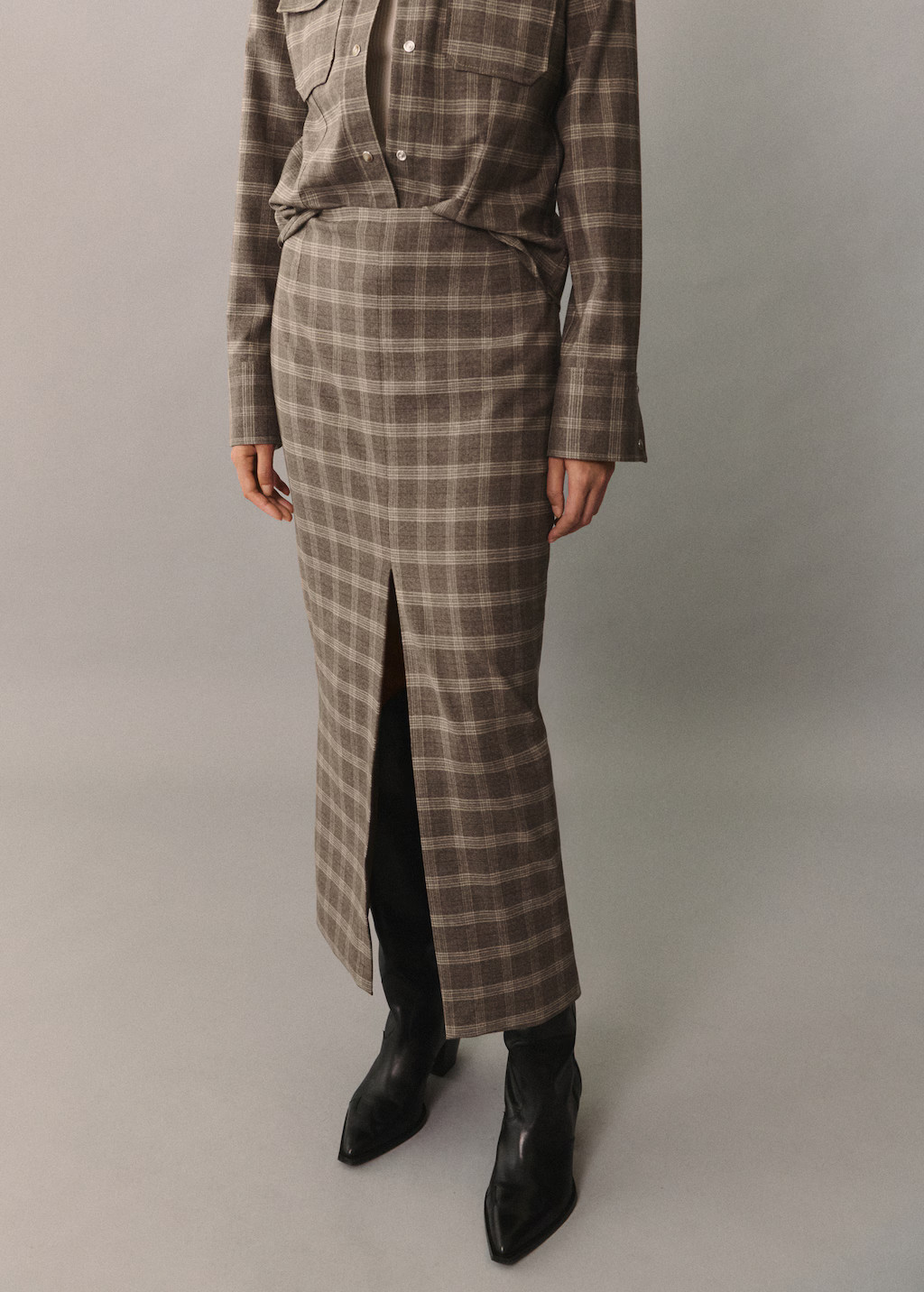 Check skirt with slit - Women | MANGO USA | Mango (US/MX/AU)