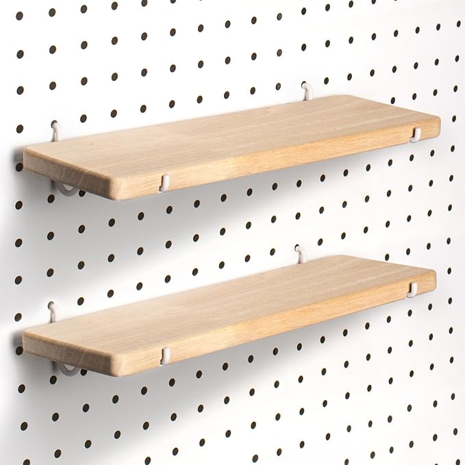 Solid Wood Pegboard Shelf, High Balance and No tilt, Pegboard Accessories, Wooden Pegboard Shelve... | Amazon (US)