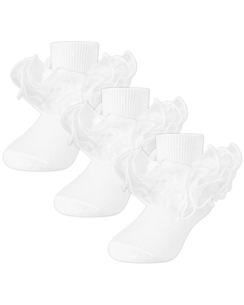 Witwot Toddler Girl Socks with Big Ruffle Lace Frilly Turn Cuff Dress Socks | Amazon (US)
