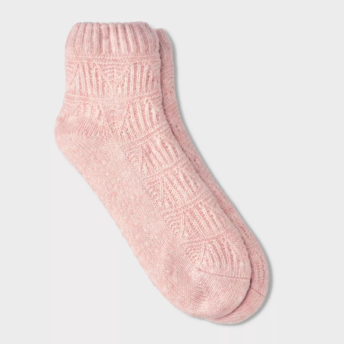 Women's Pointelle Sweater Knit Reading Ankle Socks with Faux Shearling Lining and Grippers - 4-10 | Target