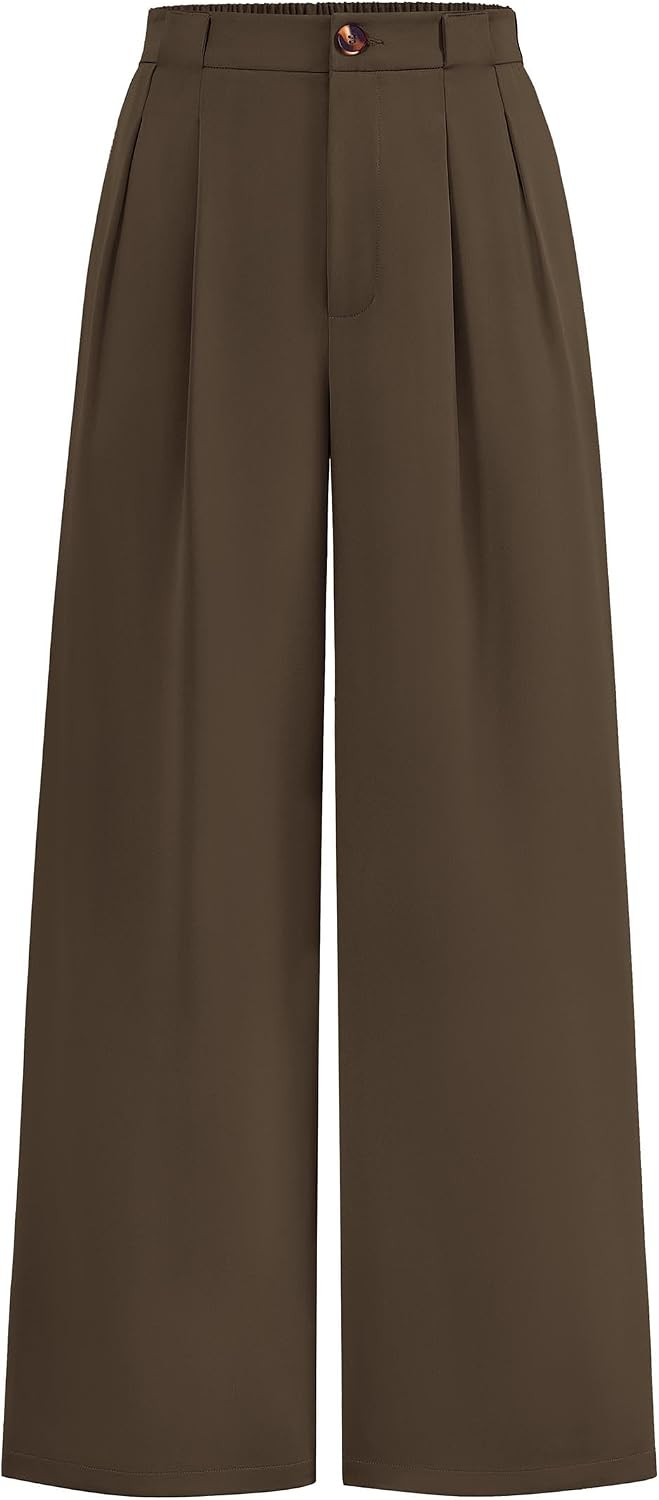 KIRUNDO Wide Leg Pants for Women 2026 Dressy High Waisted Button Trousers | Amazon (US)