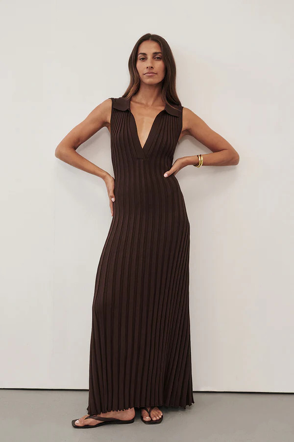 HAL CHOC SLEEVELESS KNIT MAXI DRESS | DISSH