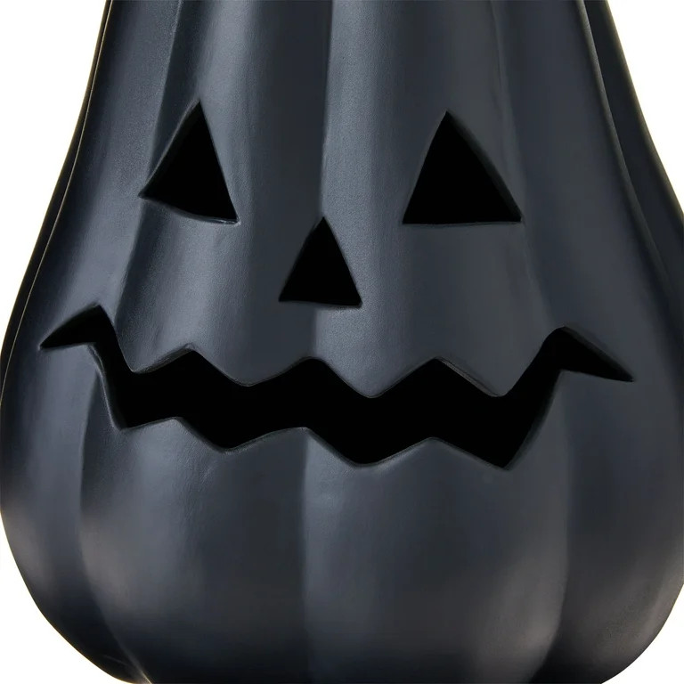 Clay Jack-o'-Lantern Tabletop Fall Halloween Decor, Black, 13", by Way To Celebrate | Walmart (US)