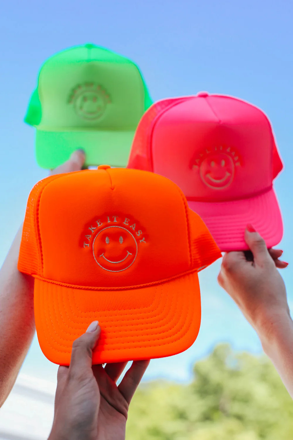 friday + saturday: take it easy trucker hat - pink | RIFFRAFF