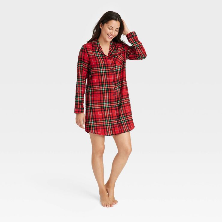 Women's Holiday Tartan Plaid Flannel Matching Family Pajama NightGown - Wondershop™ Red | Target
