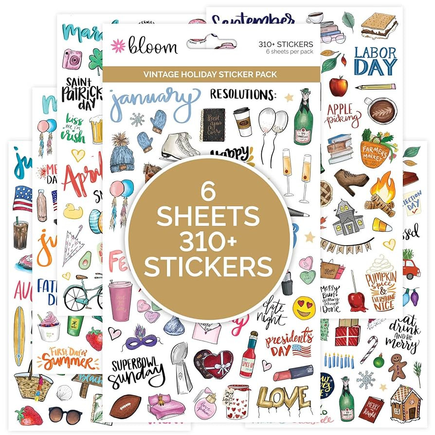 bloom daily planners Holiday Seasonal Planner Sticker Sheets - Vintage Seasonal Sticker Pack - Ov... | Amazon (US)