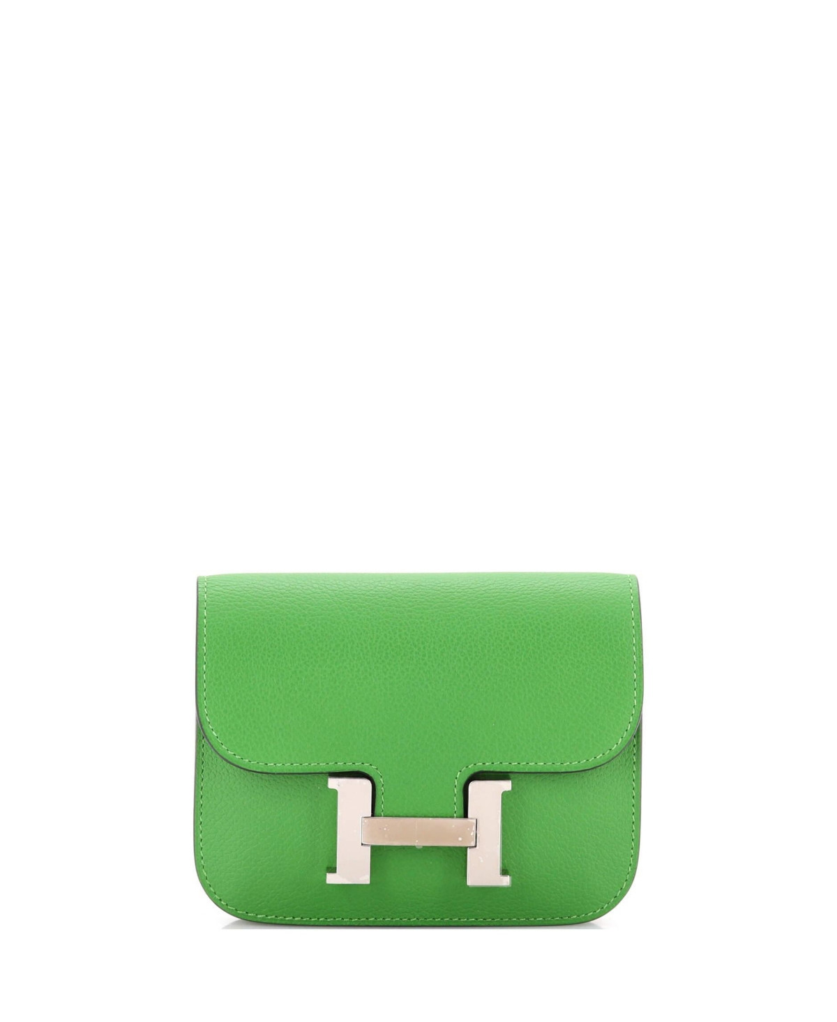 Pre-Owned Hermes Constance Slim Wallet Evercolor - Green | Macy's