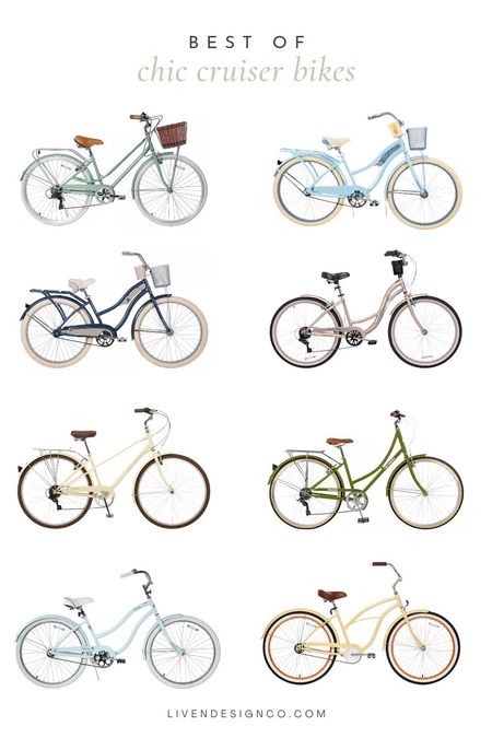 Chic cruiser bike. Bicycle. Retro bike. Bike with basket. Bike with leather seat. Beach bike. Cream bike. Blue bike. Vintage bike. Olive green bike. 

#LTKSeasonal #LTKActive #LTKStyleTip