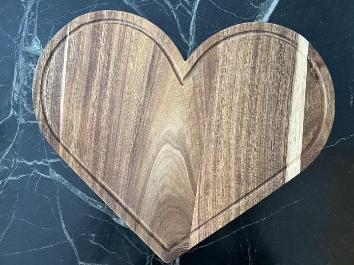 New - Large Heart Charcuterie Board 16 x 13.2 Inches - Acacia Wood Cutting Heart Shaped Charcuter... | Amazon (US)