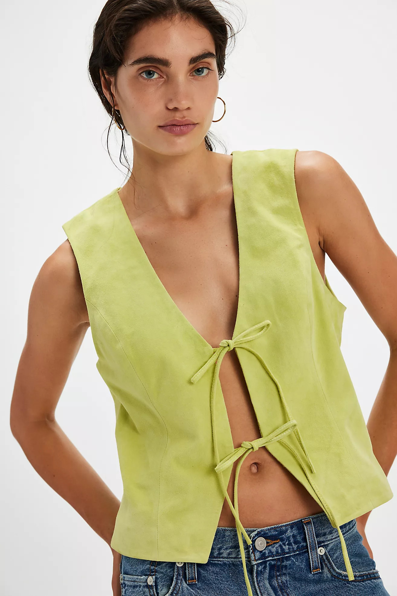 Understated Leather Kerri Suede Bow Vest | Free People (Global - UK&FR Excluded)