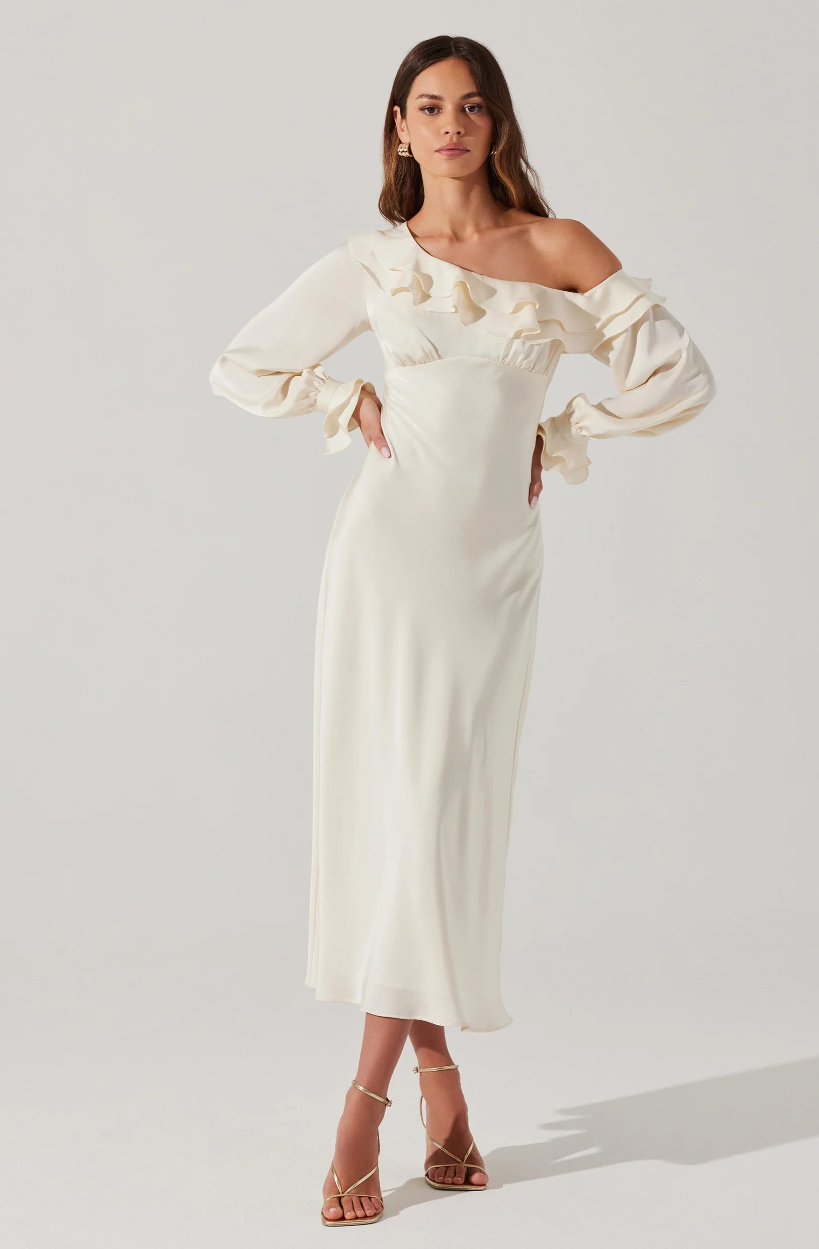 Coraline Satin Midi Dress - Cream / XS | ASTR The Label (US)