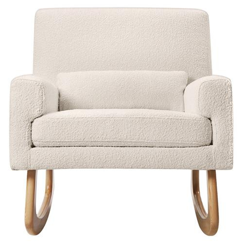 Nursery Works Sleepytime Modern White Boucle Upholstered Rocker | Kathy Kuo Home