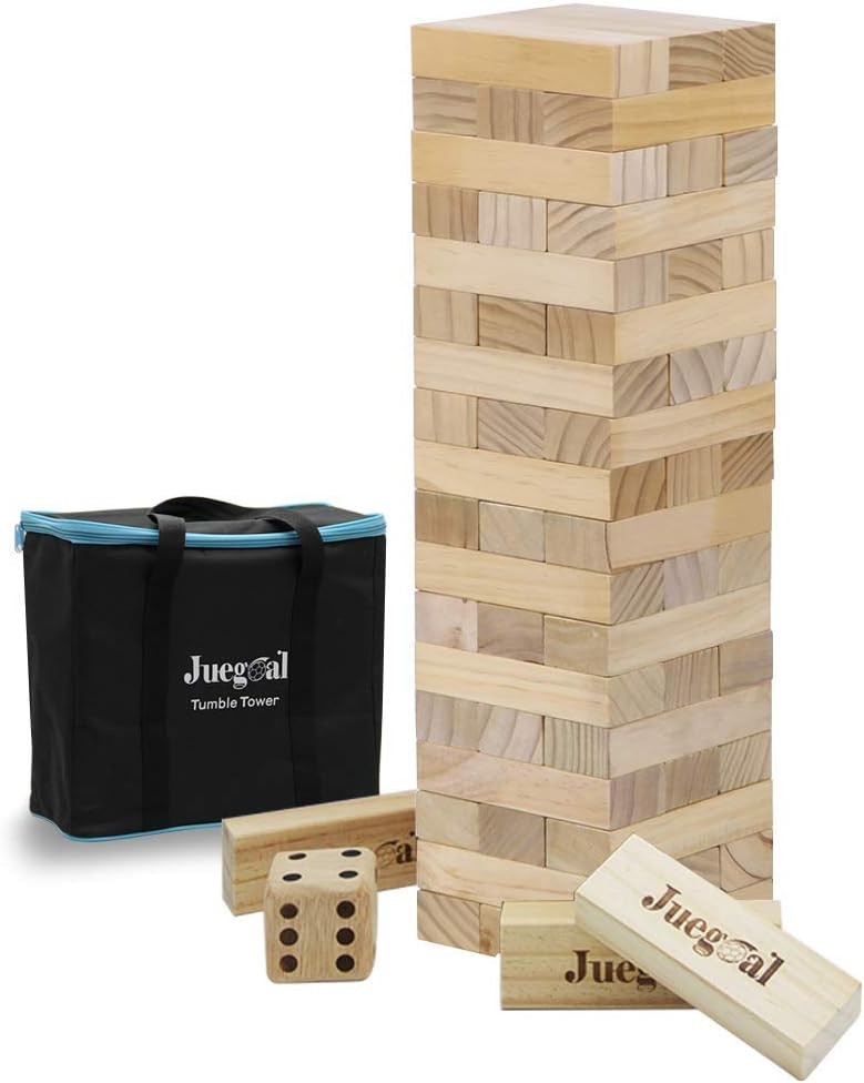 Juegoal 54 Pieces Giant Tumble Tower Blocks Game Giant Toppling Tower Wood Stacking Game with 1 D... | Amazon (US)