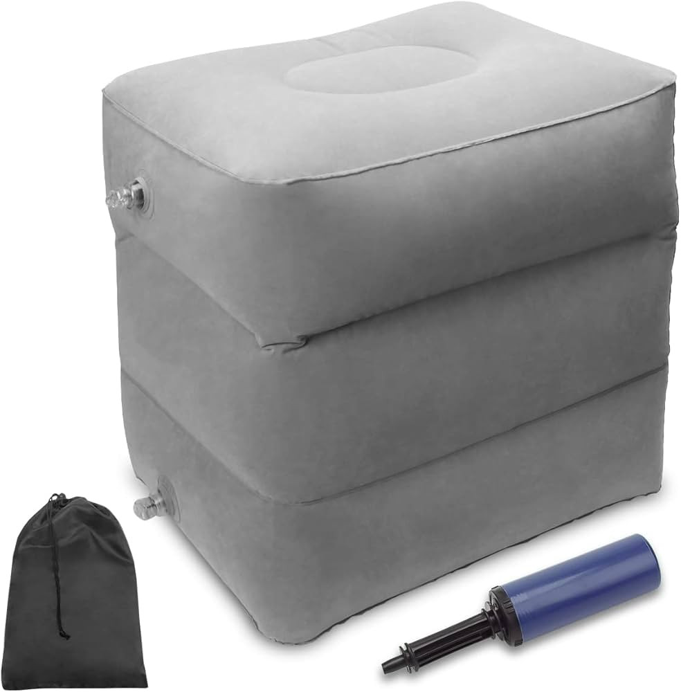 Travel Foot Rest Pillow, AHIER Inflatable Travel Leg Rest Pillow Bed for Foot Rest on Airplanes, ... | Amazon (US)