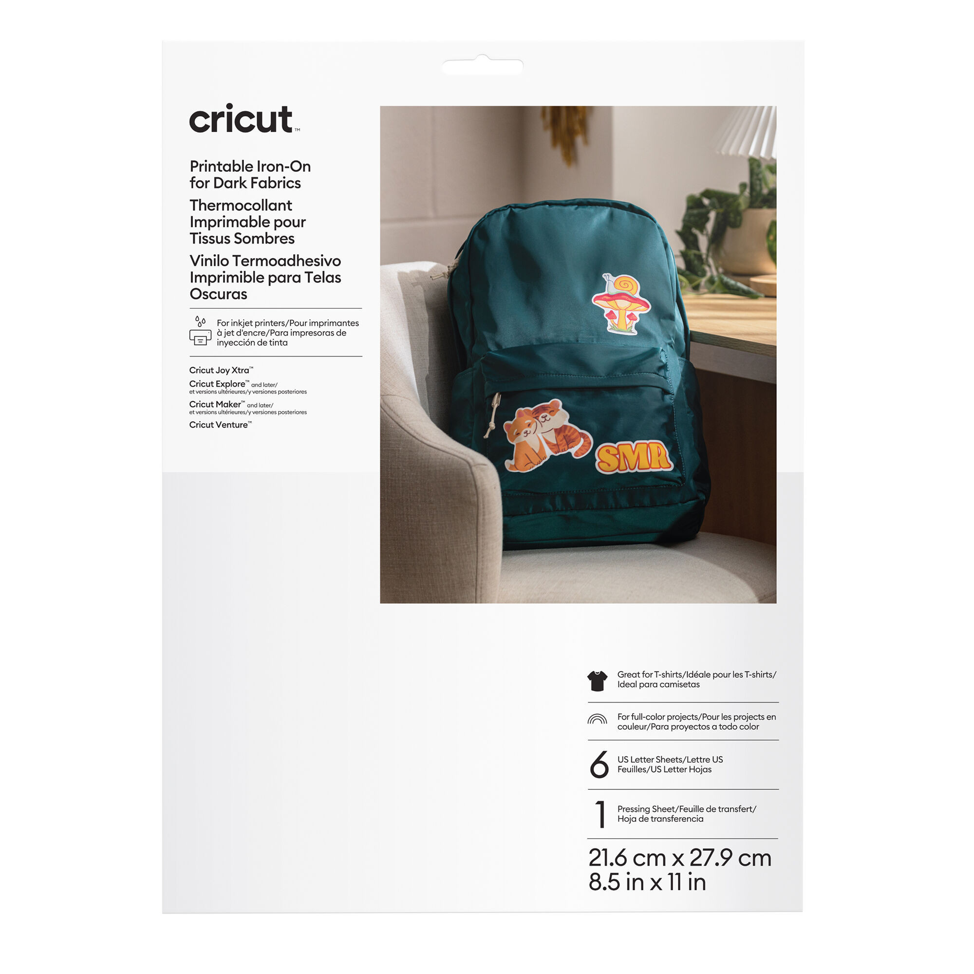 Cricut Printable Iron on | Dark Fabrics | 8.5 in x 11 in (6) | Cricut