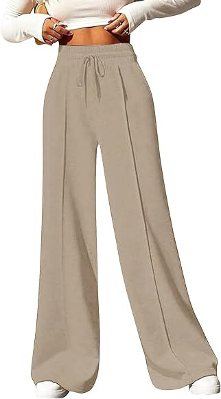SOLY HUX Women's Drawstring High Waisted Wide Leg Long Pants Casual Sweatpants | Amazon (US)