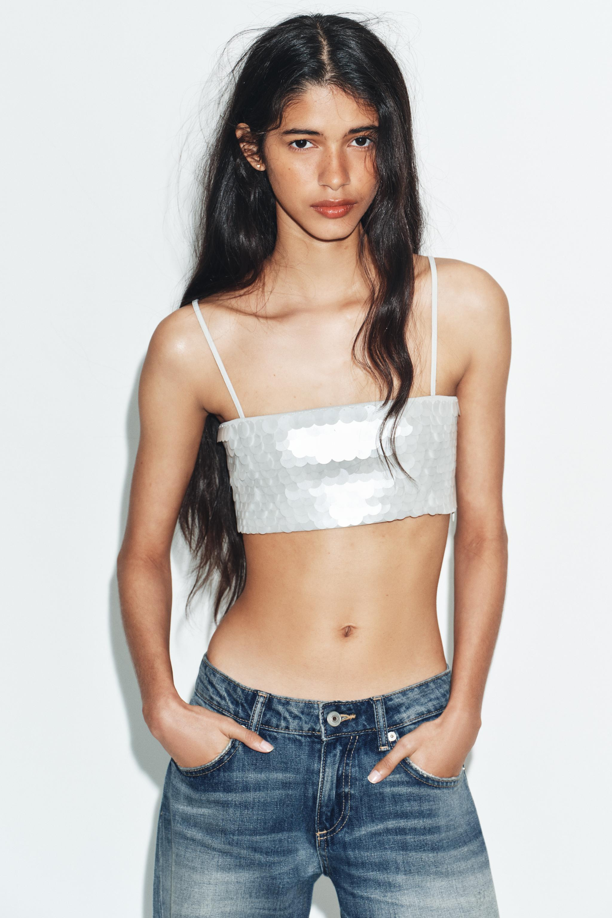 CROP-TOP MIT PAILLETTEN | Zara DE