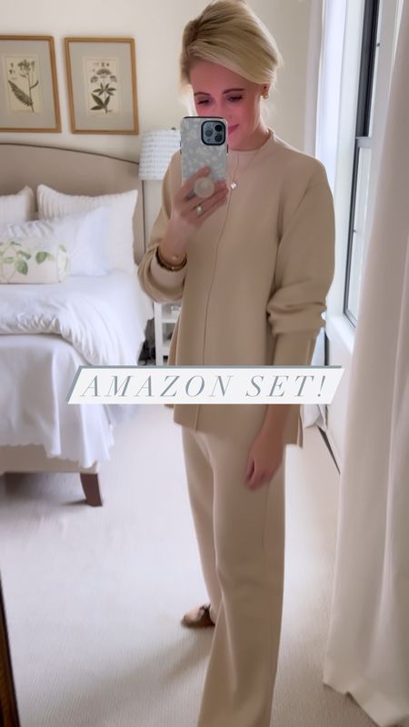 Amazon Set you’ll want in your life! The material is great and so cozy! I sized up from a medium to a large - I’m 5’9 135 lbs 

#amazonfinds #loungewear #travelstyle #comfystyle #airportstyle 

#LTKstyletip #LTKtravel