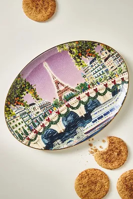 Holiday in the City Stoneware Platter | Anthropologie (US)