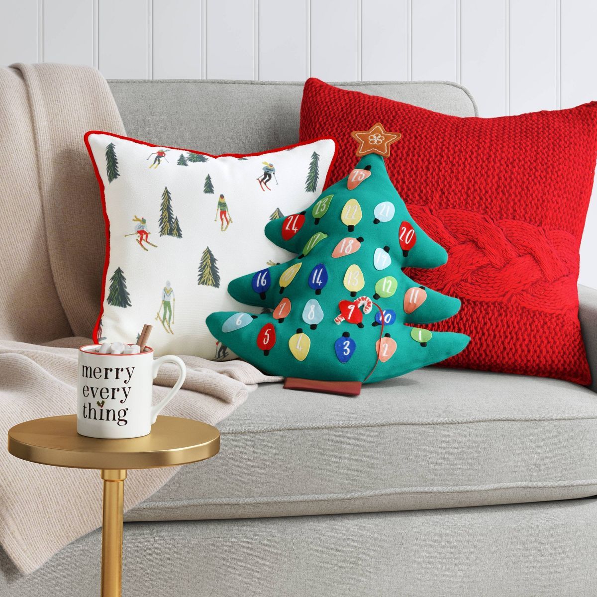 22"x16.5" Christmas Tree Countdown Calendar Novelty Throw Pillow Green - Wondershop™ | Target